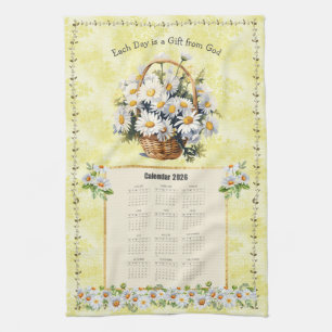 2026 Kalender Handdoek Geel Daisy Gift van God