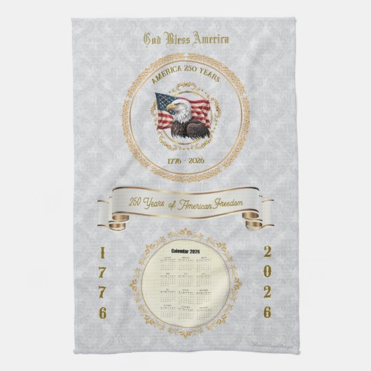 2026 Kalender Handdoek God Bless America 250 jaar (Verticaal)