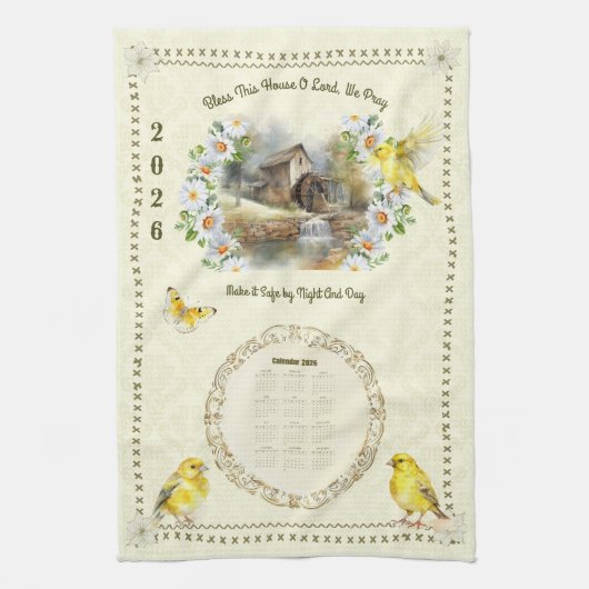 2026 Kalender Handdoek Keuken Gebed Huis Zegen (Verticaal)