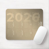2026 Kalender Hele Jaar Bruine Gradiënt Achtergron Muismat (Met muis)