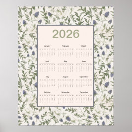 2026 Kalender Hele Jaar Distel Poster