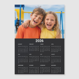 2026 Kalender Hele Jaar Foto Zwarte Koelkastmagnee