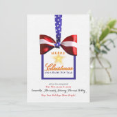 2026 Kalender Kerst Patriottische Boog Amerika Vla Feestdagenkaart (Staand voorkant)