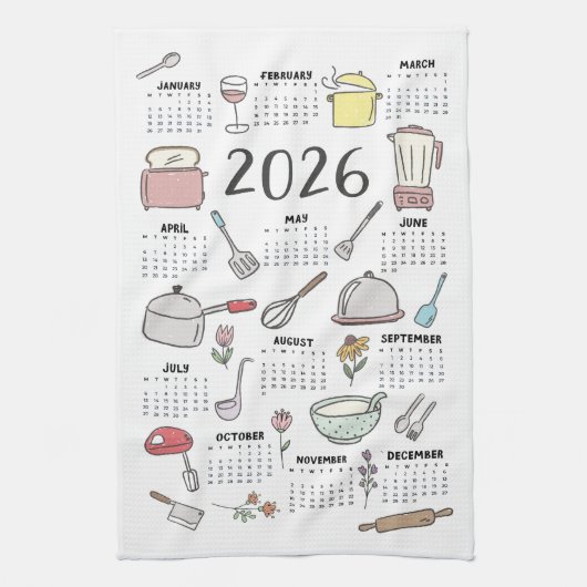 2026 Kalender keukengerei Theedoek (Verticaal)