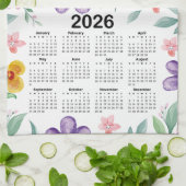 2026 Kalender Kleurrijke Bloementuin Theedoek (Gevouwen)