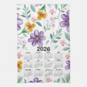 2026 Kalender Kleurrijke Bloementuin Theedoek (Verticaal)