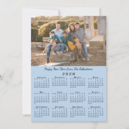 2026 Kalender Licht Blauw 2 Foto's Gelukkig Nieuwj Feestdagenkaart