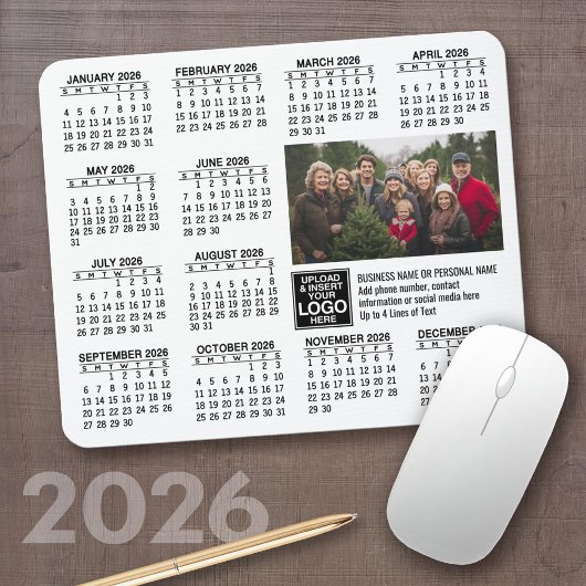 2026 Kalender - logo, foto bedrijf Muismat