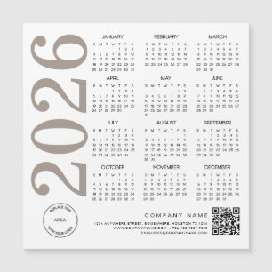 2026 Kalender Logo QR Code Neutral Taupe Business
