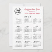 2026 Kalender Logo QR Code Rood Zwart Gingham Chec Feestdagenkaart (Voorkant)