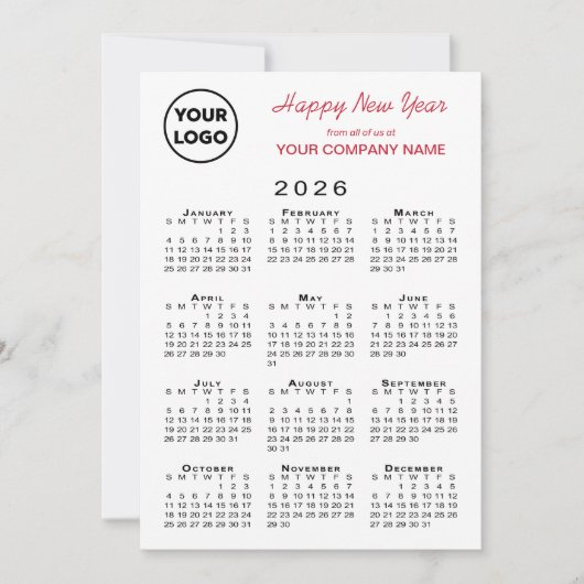 2026 Kalender Logo QR Code Rood Zwart Gingham Chec Feestdagenkaart (Voorkant)