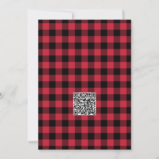 2026 Kalender Logo QR Code Rood Zwart Gingham Chec Feestdagenkaart (Achterkant)
