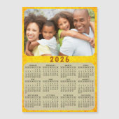 2026 Kalender Magnet Familie Foto Gouden Geel (Voorkant)
