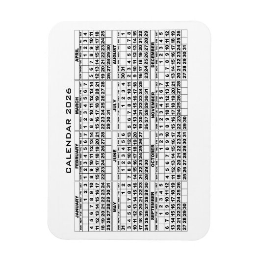 2026 Kalender Magnet Wit Magneet (Verticaal)