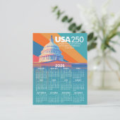 2026 Kalender met de VS 250 Capital Dome Amerika Briefkaart (Staand voorkant)