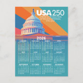 2026 Kalender met de VS 250 Capital Dome Amerika Briefkaart (Voorkant)
