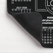 2026 Kalender met logo, Contactgegevens Zwart Muismat (Hoek)