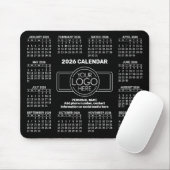 2026 Kalender met logo, Contactgegevens Zwart Muismat (Met muis)