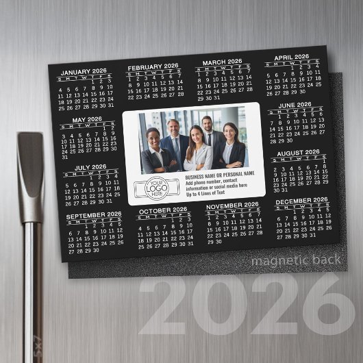 2026 Kalender met logo Contactinformatie Magneet Magnetische Uitnodiging