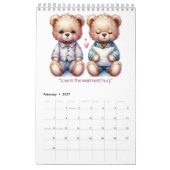 2026 Kalender met schattige teddyberen (Feb 2027)