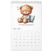 2026 Kalender met schattige teddyberen (Mar 2027)