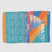 2026 Kalender met USA 250 Capital Dome Amerika Golfhanddoek (Horizontaal)