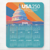2026 Kalender met USA 250 Capital Dome Amerika Muismat (Voorkant)