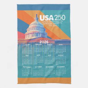 2026 Kalender met USA 250 Capital Dome Amerika Theedoek