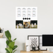 2026 Kalender met witte achtergrond Poster (Thuiskantoor)