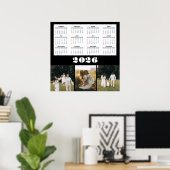 2026 kalender met zwarte achtergrond poster (Thuiskantoor)