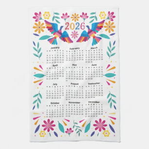 2026 Kalender Mexicaanse Vliegende Otomi Vogels &  Theedoek