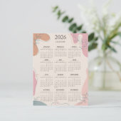 2026 Kalender Mid Century Abstract Boho Esthetiek Briefkaart (Staand voorkant)