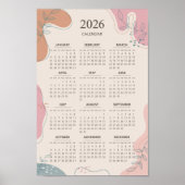 2026 Kalender Mid Century Abstract Boho Esthetiek Poster (Voorkant)