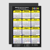 2026 Kalender Minimalistisch Zwart Corporate Magne (Voorkant / Achterkant)
