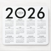 2026 Kalender Minimalistische Business Logo Zwart Muismat (Voorkant)