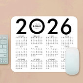 2026 Kalender Minimalistische Business Logo Zwart  Muismat