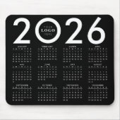 2026 Kalender Minimalistische Business Logo Zwart  Muismat (Voorkant)
