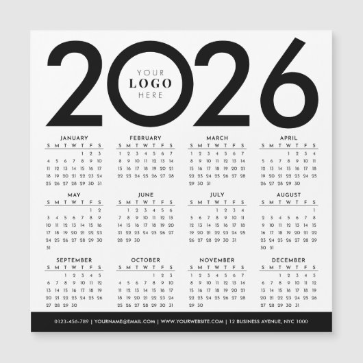 2026 Kalender Minimalistische moderne zakelijke Lo (Voorkant)
