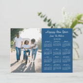 2026 Kalender Modern Blauw 2 Foto Gelukkig Nieuwja Feestdagenkaart (Staand voorkant)