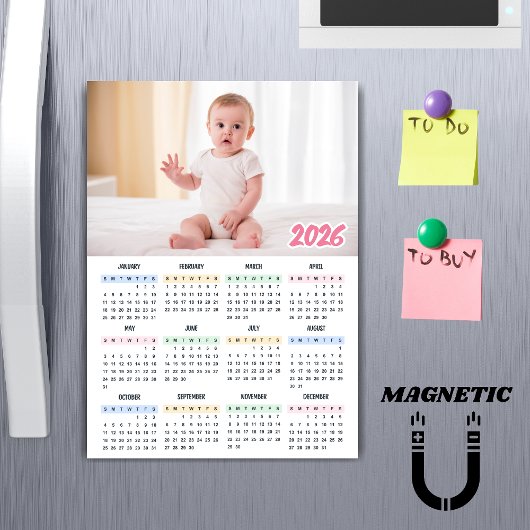 2026 Kalender Modern Douane Foto Magneet