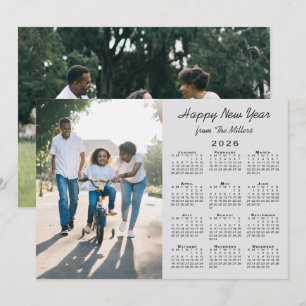 2026 Kalender Modern Grijs 2 Foto Gelukkig Nieuwja Feestdagenkaart