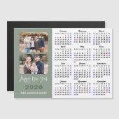 2026 Kalender Modern Sage Green 2 Foto Magnetisch (Voorkant / Achterkant)