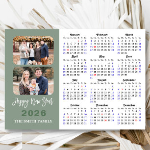 2026 Kalender Modern Sage Green 2 Foto Magnetisch