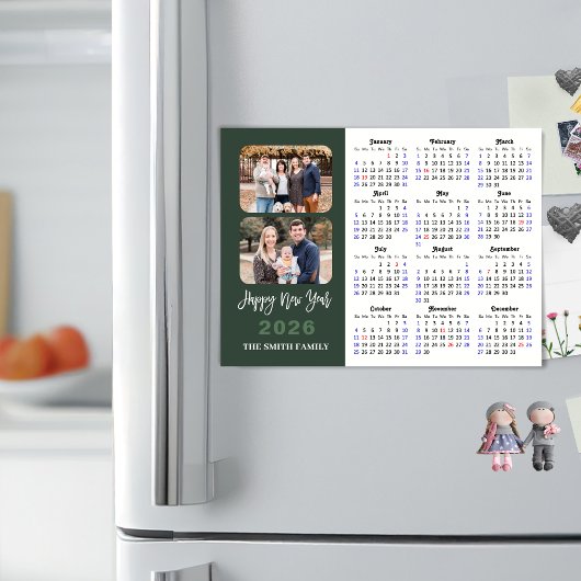 2026 Kalender Modern Sage Green 2 Foto Magnetisch