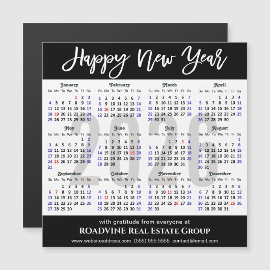 2026 Kalender Modern Script Business Magnetische K (Voorkant / Achterkant)