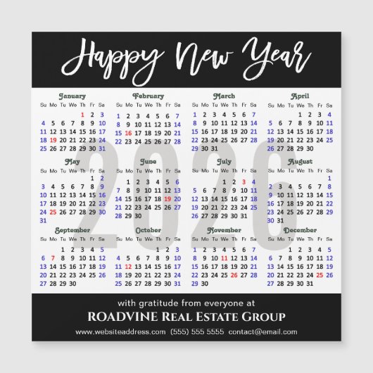 2026 Kalender Modern Script Business Magnetische K (Voorkant)