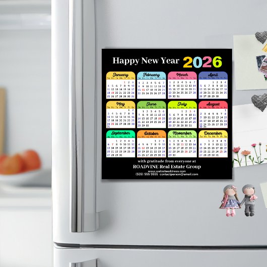 2026 Kalender Modern Zwart Corporate Magnetische K