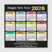 2026 Kalender Modern Zwart Corporate Magnetische K (Voorkant)