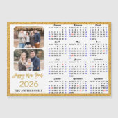2026 Kalender Moderne Gouden Glitter 2 Foto Magnet (Voorkant)