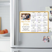 2026 Kalender Moderne Gouden Glitter Foto Magnetis